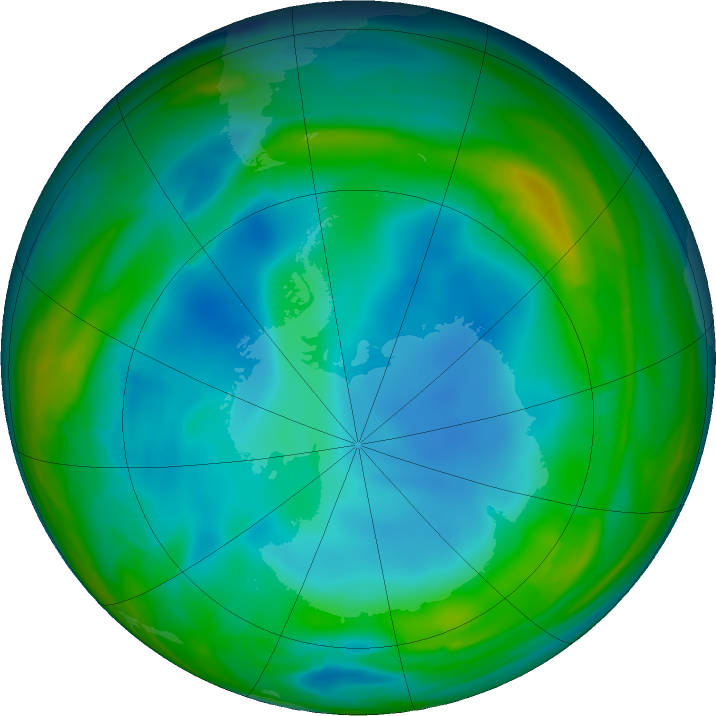 Antarctic ozone map for 26 June 2017